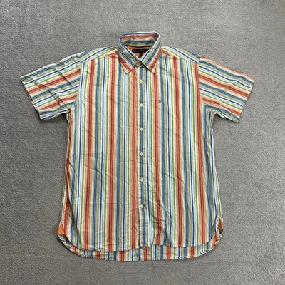 TOMMY HILFIGER Herren Hemd Shirt Gr M Regular Logo Gestreift Kurzarm 6417 Bunt - Bild 1 von 4