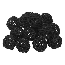 14Pcs Wicker Rattan Balls, 1.2 in Dia Rattan Decorative Balls, Black