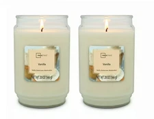 Mainstays Vanilla Scented Single-Wick Large Jar Candle, 20 Oz. pack of 2