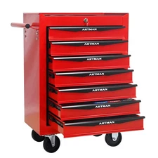 Rolling Metal Tool Chest with 7 Drawers, 20" 7-Drawer Tool Chest Cabinet Red