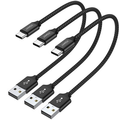 JXMOX Short USB C Cable 1ft 3-Pack, USB A to Type-C Charger Cord 3.1A Fast Ch...