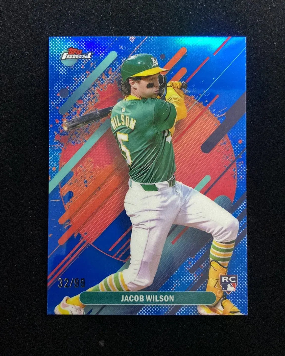 2025 Topps Finest Rare Blue #295 Jacob Wilson RC Rookie 32/99 Athletics HD