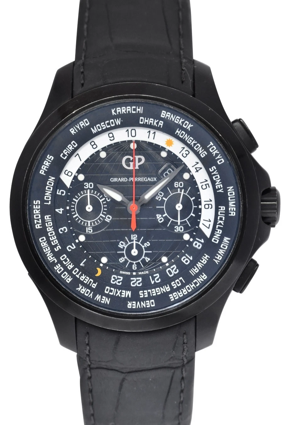 Girard Perregaux — Girard Perregaux Traveller WWTC Chronograph Black Titanium DLC 44mm Watch 49700
