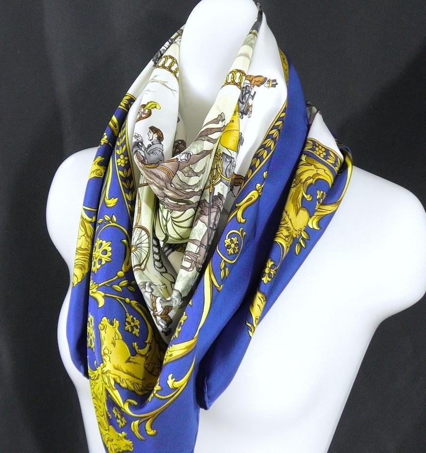 Hermes Carre 90 Large Silk Scarf D387 Authentic Japan Import