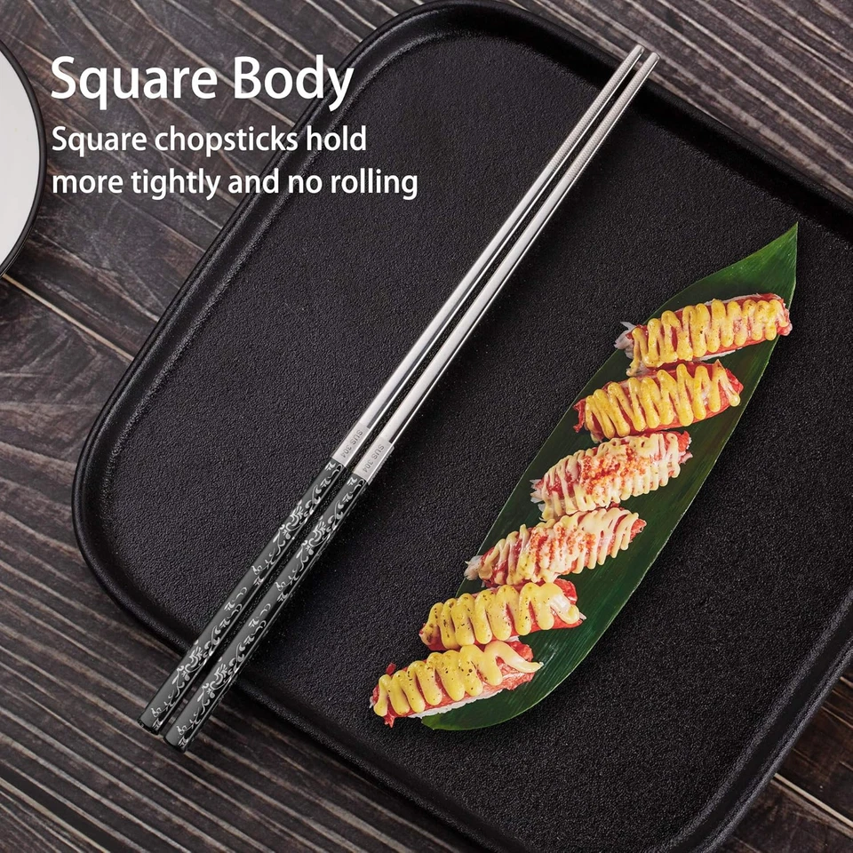 Stainless Steel Chopsticks Titanium Plated Metal Chopsticks Reusable Dishwasher  - Image 4 of 4