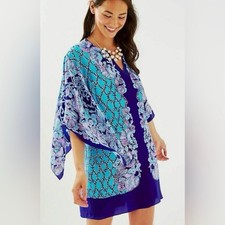 Lilly Pulitzer Shalynn Silk Caftan Dress Lapis Lazuli Your Biggest Fan Size 8