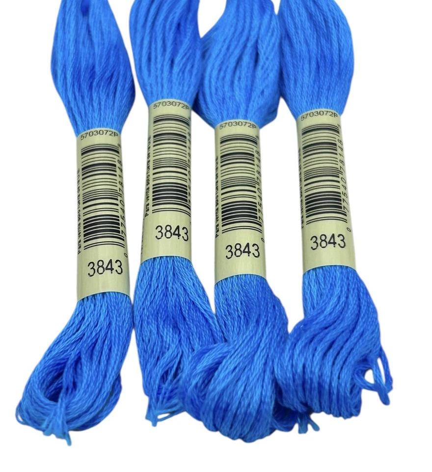 12 Skeins DMC Cotton Embroidery Floss Electric Blue 3843 France 8.7y Each NEW - Image 2 of 4