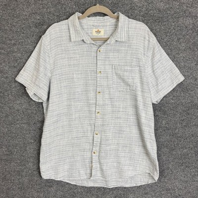 Marine Layer Button Down Shirt Mens Large White Excellent Short Sleeve Striped