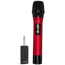 Wireless Microphone, Uhf Metal Dynamic Handheld Karaoke Mic, Rechargeable Rec...