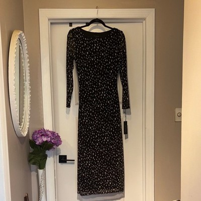 NWT Rachel Zoe Polka Dot Long Sleeve Mesh and Jersey Dress - Small