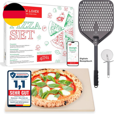 Pizza Lover Premium Pizzastein-Set Für Backofen & Grill   4In1   Inkl. Perforier