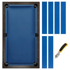 iEsstros 8FT Blue Pool Table Felt with 6 Pcs Cloth Strips and 8FT,