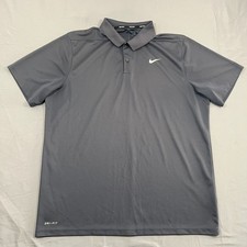 Nike Dri Fit Solid Dry Victory Golf Polo Shirt Mens XL Gray Relaxed Fit Tennis