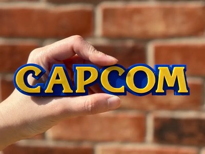 Capcom Logo 3D Sign Emblem Video Game Merchandise Collectible Blue Yellow