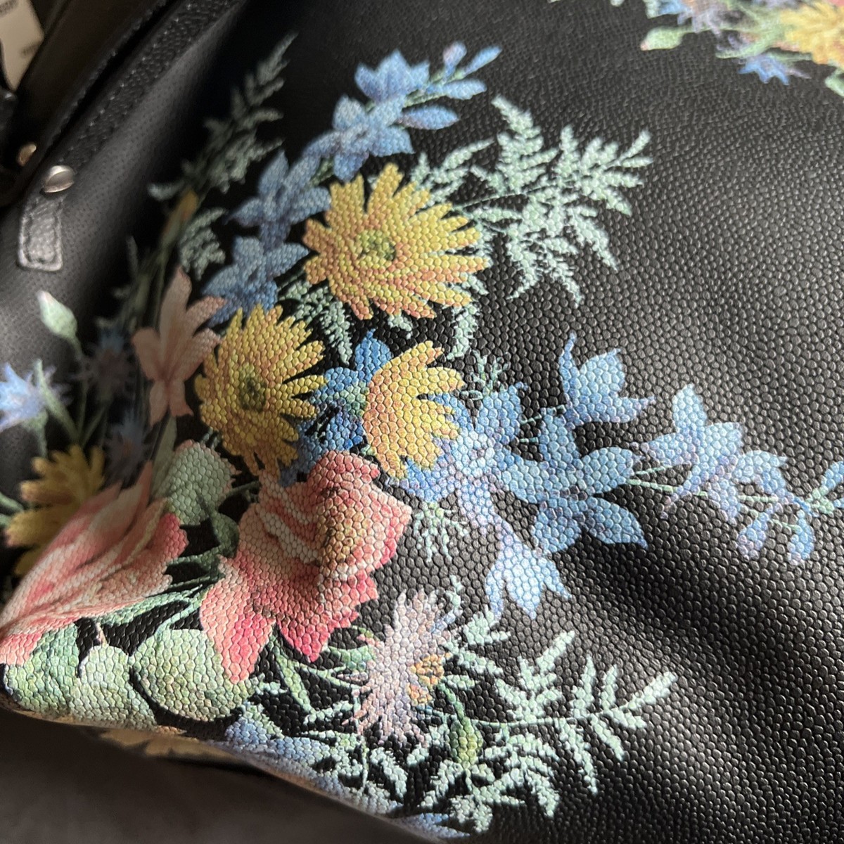 Alexander McQueen Black Floral Print Tote Bag +Pouch With Tag | eBay