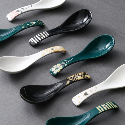 Mixing Ceramic Japanese Style Dinnerware Soup Spoons Tableware Kitchen Utensil