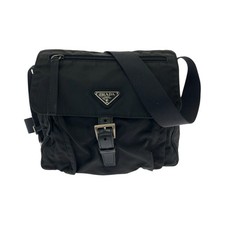 Prada Nylon Tessuto Triangle Logo Shoulder Bag Women Black One Size 569277