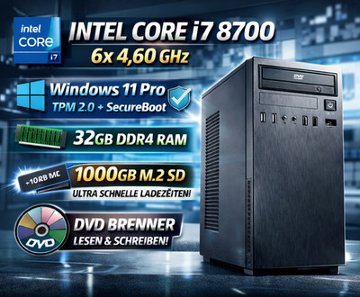 Windows 11 - i7 6x 4,60GHz PC - 1TB m.2 SSD - 32GB DDR4 RAM - 2 Jahre Garantie -