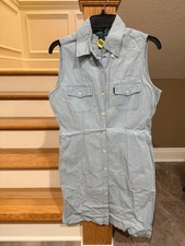 Vintage Lauren Ralph Lauren Size 6 Classic Chambray Sleeveless Shirtdress