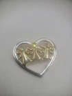 Vintage Silver Tone Gold Tone Brooch Pin Angels Crystals Jewelry Costume