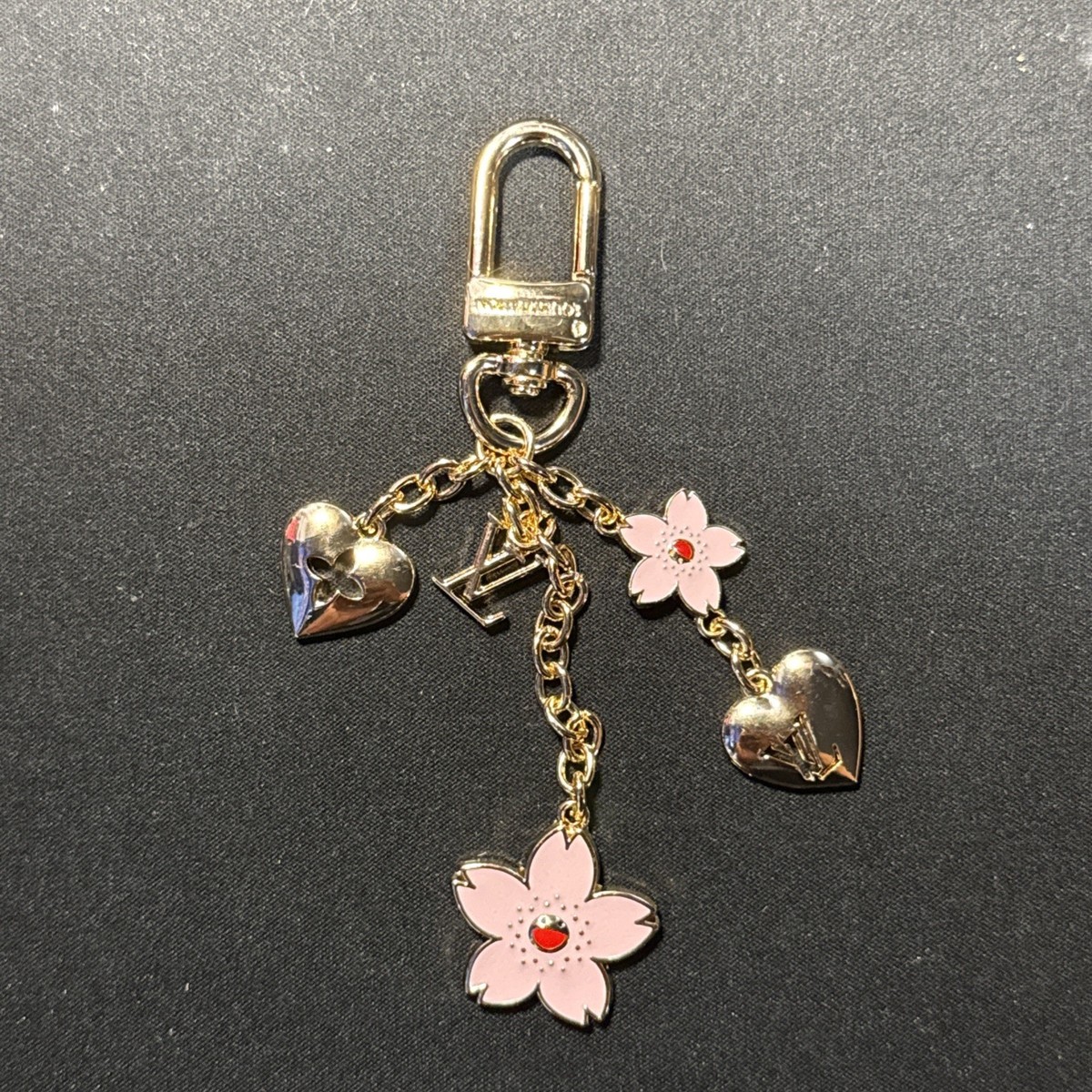 LOUIS VUITTON x Murakami Cherry Blossom Gold Plated Metal Keychain