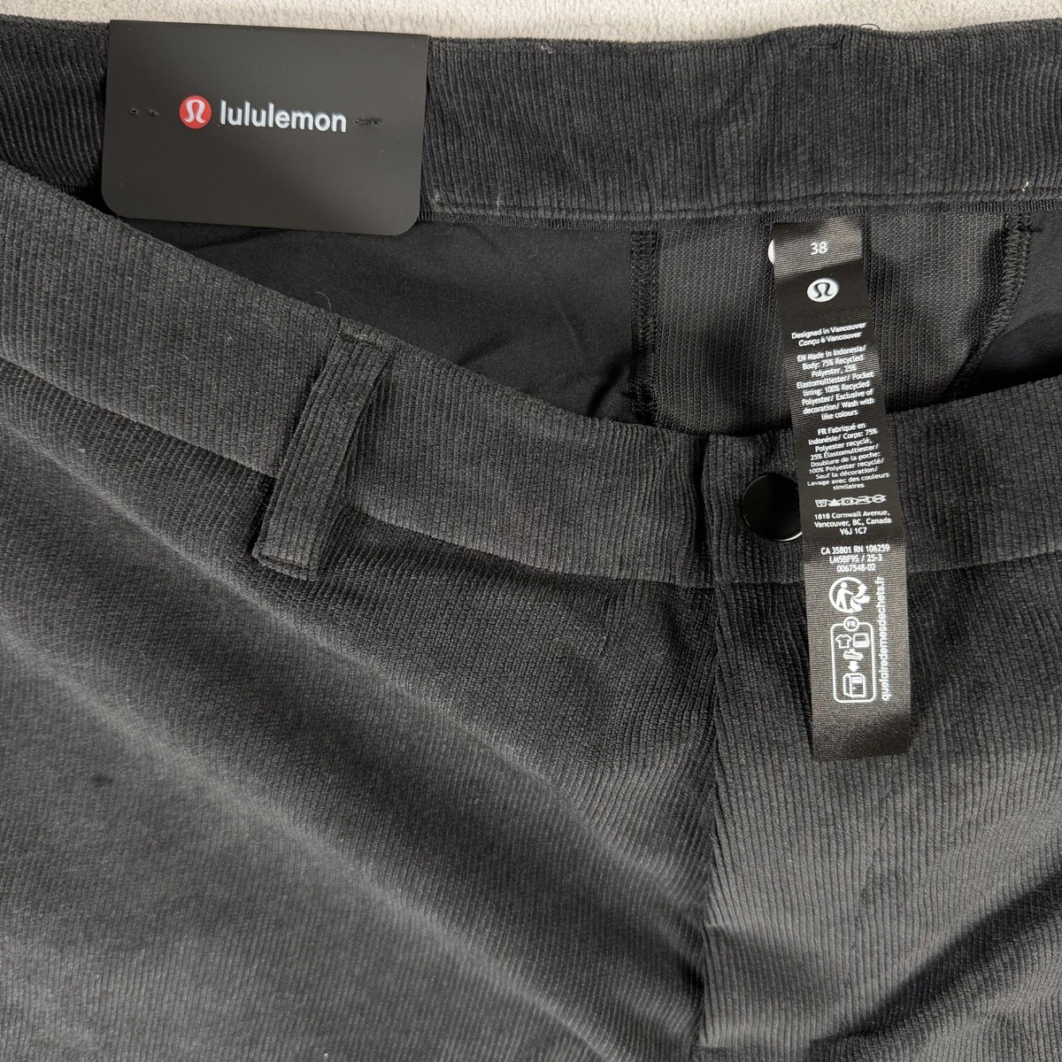 Lululemon ABC Classic-Fit Trouser Pants 32L Corduroy Black Mens 38