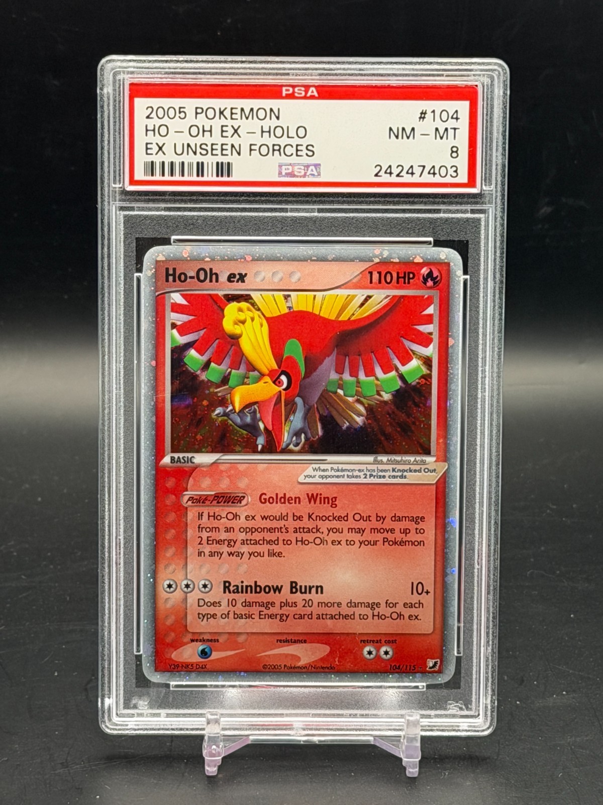 PSA 8 NM-MT Ho-Oh EX Unseen Forces Holo 2005 Pokemon 104/115