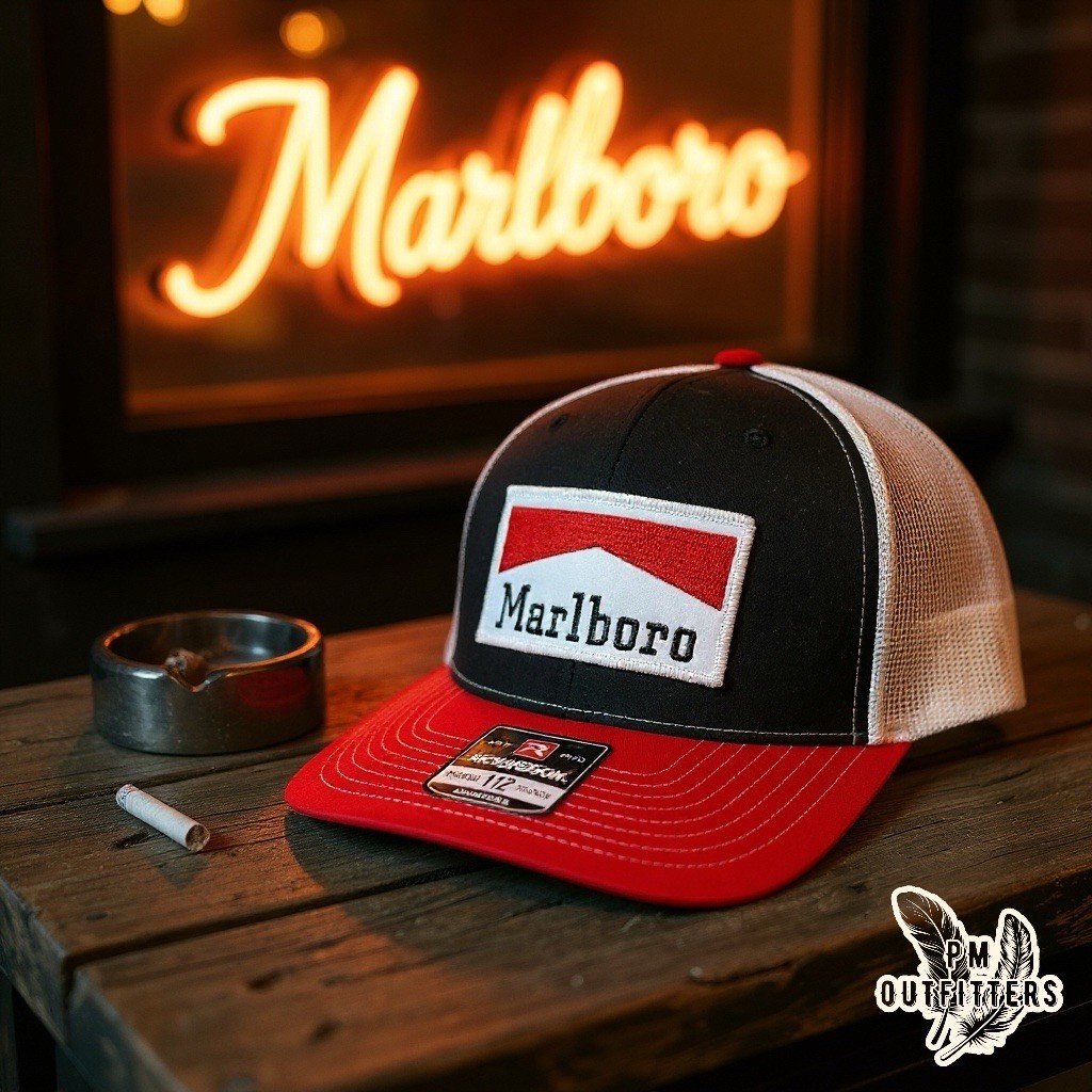 Retro Vintage Marlboro Patch Richardson 112 Red Black White