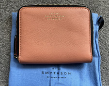 Smythson of Bond Street 2 Card Holder Compact Coin Purse Peach Salmon Pink VGC