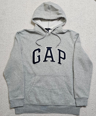 GAP Hoodie Mens Medium Light Heather Grey Pullover Sweatshirt Pocket Fleece