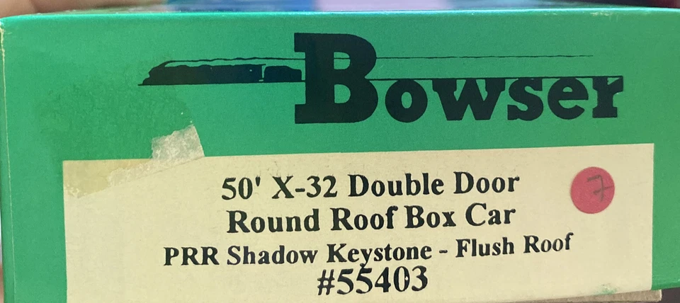 BOWSER HO Scale Kit #55403 50’ X-32 Dbl Door Round Roof Box PRR Shadow Keystone  - Image 2 of 3