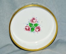 Biedermeier Bowl, Crystal, White, Rosen Flowers Gold, Painting, Bohemia, 12,5 CM