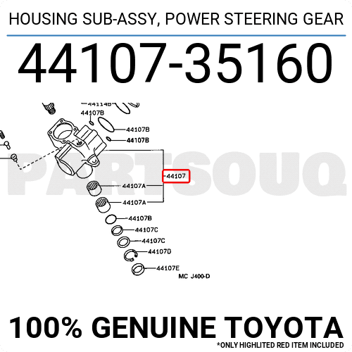 4410735160 Genuine Toyota HOUSING SUB-ASSY, POWER STEERING 4410735160 Genuine Toyota HOUSING SUB-ASSY, POWER STEERING