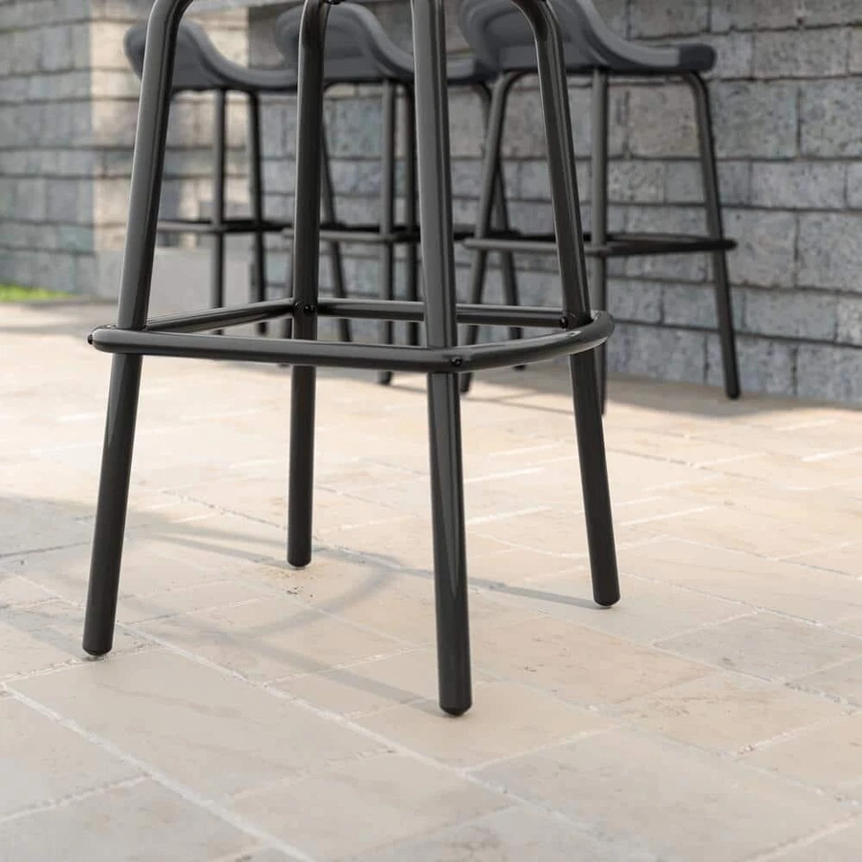 Suncast Outdoor Patio Bar Stool Lightweight Design Metal-Frame Black (2-Pack) - Image 4 of 4