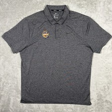 Nike Golf Men's Dri-Fit Control Stripe Polo Gray Size XL w/ Basketball HoF Patch