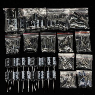 120pcs 50V 15 Values 1uF - 2200uF Electrolytic Capacitor Assortment Kit Set AH