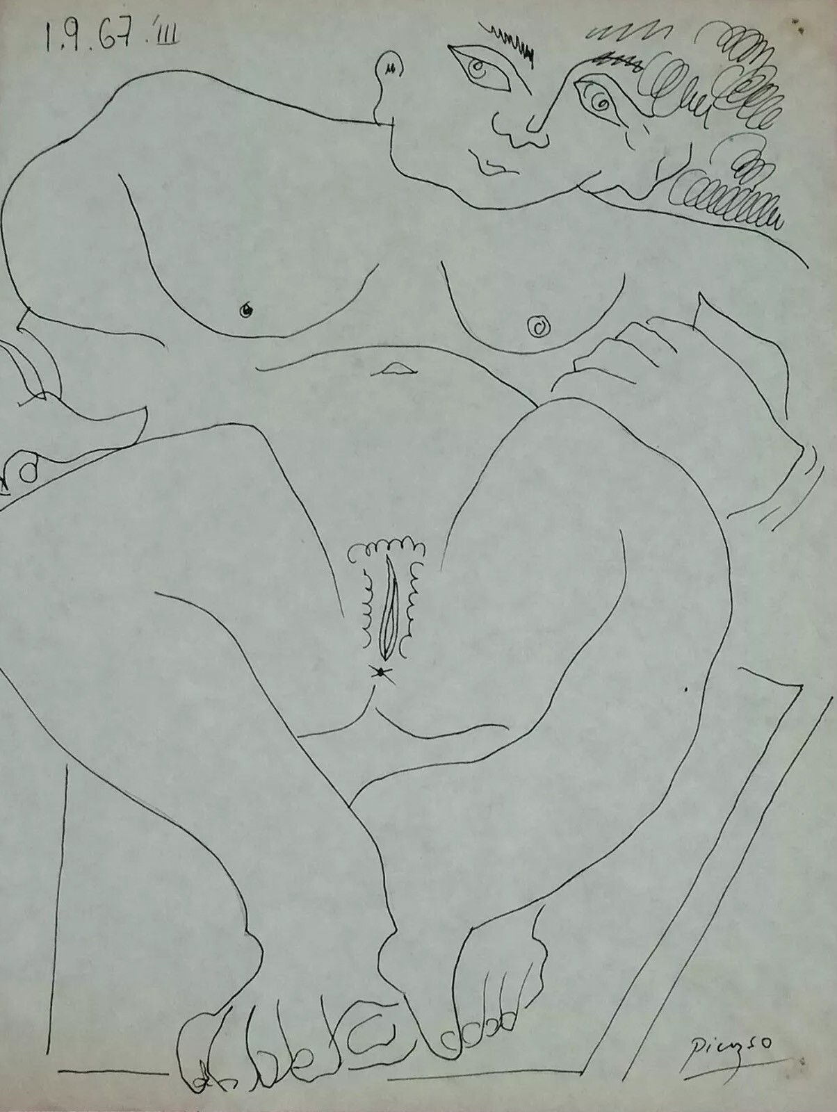 Pablo Picasso COA Art Drawing Painting Vintage Handmade Signed Original Paper