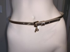 Lilly Pulitzer Thinny metallic Belt With Rhinestone Charm , size XS