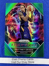 2021 #10 Brittney Griner WNBA Panini Prizm Fireworks Green Prizm Insert Mercury