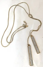 Charming Charlie Goldtone Lariat Double Pave Glitter Bar Necklace 20"-22"