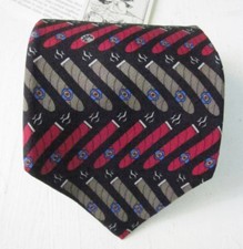 VICKY DAVIS NY CIGAR Bullet Tobacco Op Art SILK TIE NEW with TAG "Light Up"