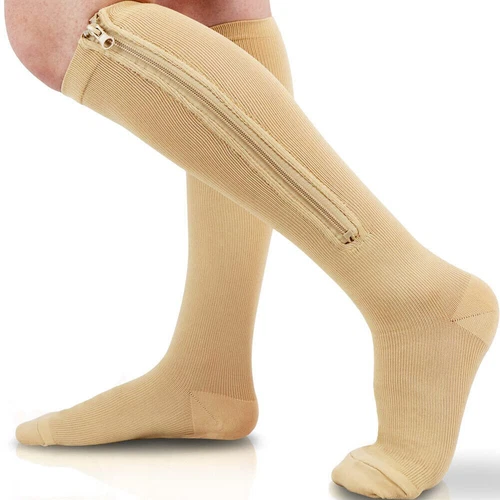 (3 Pairs) Zip-Up Compression Socks 20-30 MMHg GRADE Knee-High Unisex Leg Support - Picture 17 of 22