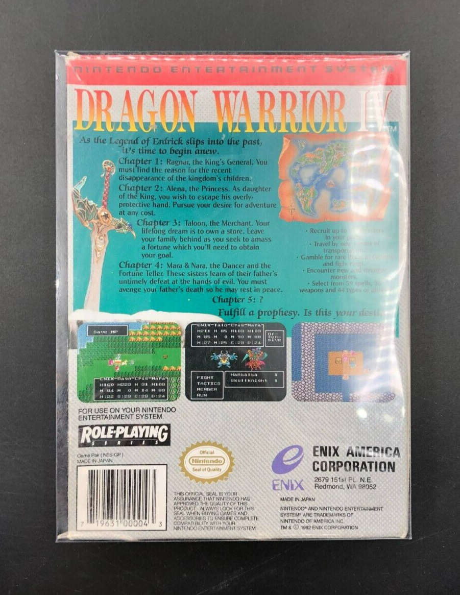 Dragon Warrior IV (Nintendo Entertainment System) w/ Box + Sleeve