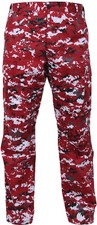 Red Digital Camouflage Military BDU Cargo Bottoms Fatigue Trouser Pants