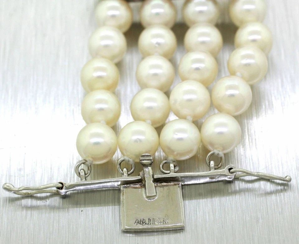 Vintage Natural Pearl and 1.00ctw Diamond Bracelet - 14k White Gold - Size 5.50" - Image 4 of 4