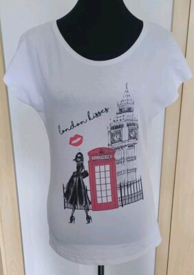 ORSAY Shirt Gr. S 36 * Weiß * London Kisses Druck