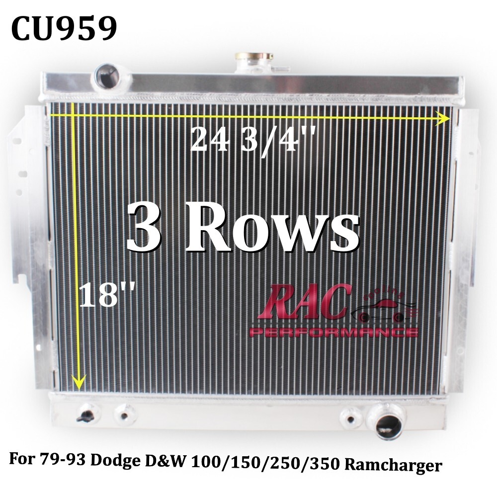 3 Row Aluminum Radiator for 1979-1993 Dodge D150/200 1979