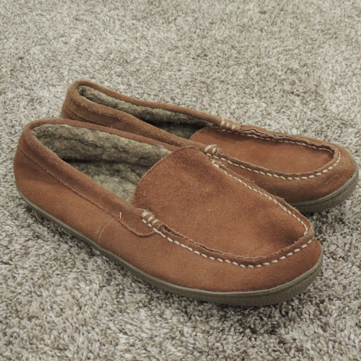 Mens leather slippers with shop sheepskin lining