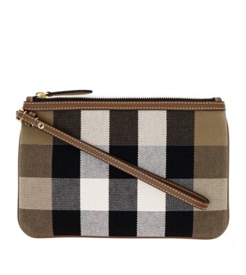 Burberry Peyton Clutch Wristlet Pouch House Check Canvas New