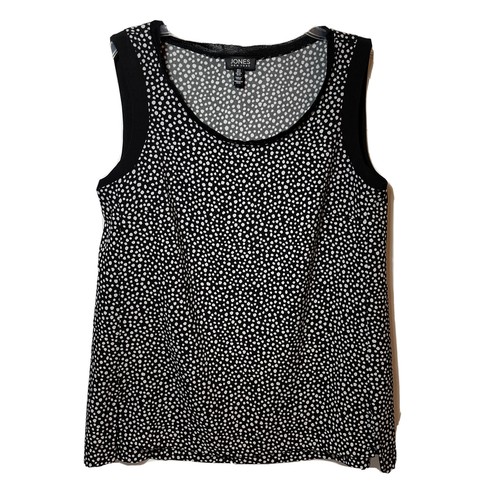 Jones New York Sleeveless Blouse Black With Dots Size S Polyester Elastane  | eBay